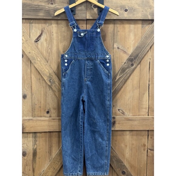 Vintage Jordache 90s Blue Denim & Courdory Overalls Conductor Train Youth Sz 12 - Picture 2 of 4
